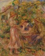 Pierre Auguste Renoir Three Figures in Landscape oil painting on canvas